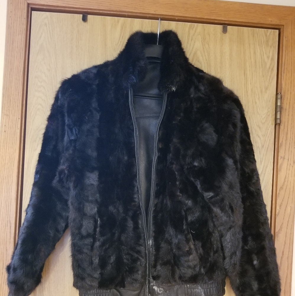 Mink fur/leather coat